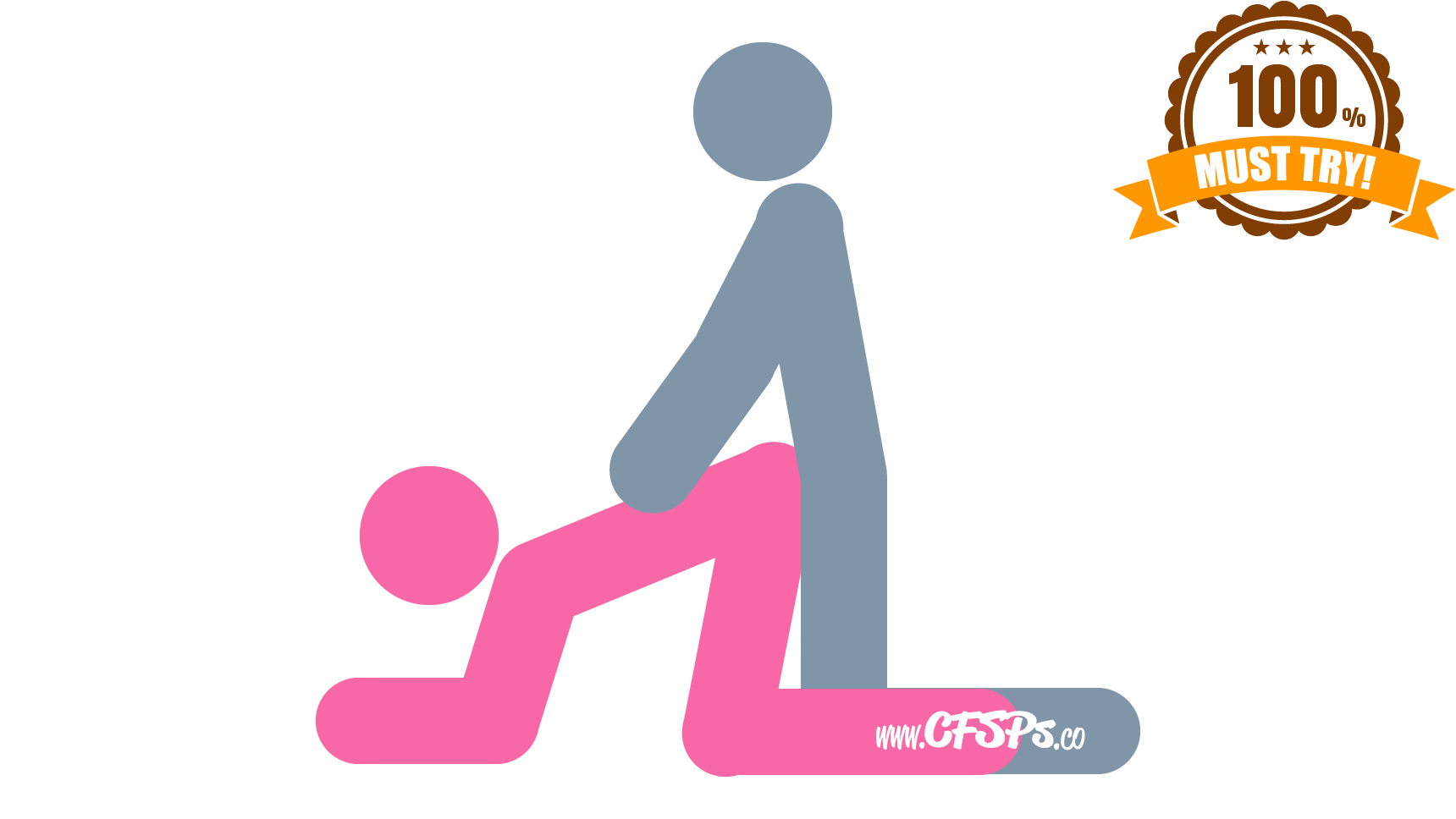 Doggy Style Sex Position Diagram This stick figure image depicts a man and woman having sex in the Doggy Style sex position. The woman is on all fours. The man is kneeling behind her between her legs with his hands on her back.