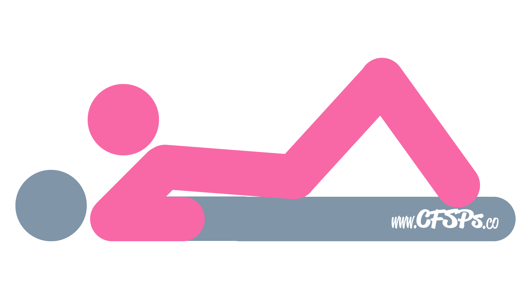 This stick figure image depicts a man and woman having sex in the Double Decker sex position. The man is lying on his back with his legs together. The woman is lying on her back on top of him with her knees bent and feet on the bed near his feet, and her elbows supporting her near his shoulders.