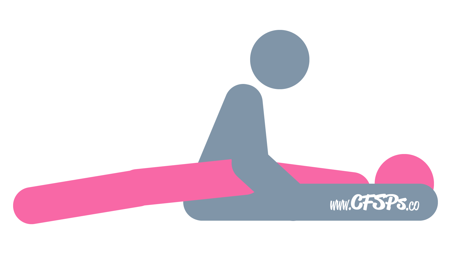 This stick figure image depicts a man and woman having sex in the Glowing Juniper sex position. The man is sitting with his legs open. The woman is lying on her back with her pelvis near his, her legs open wide, and his feet near her shoulders.