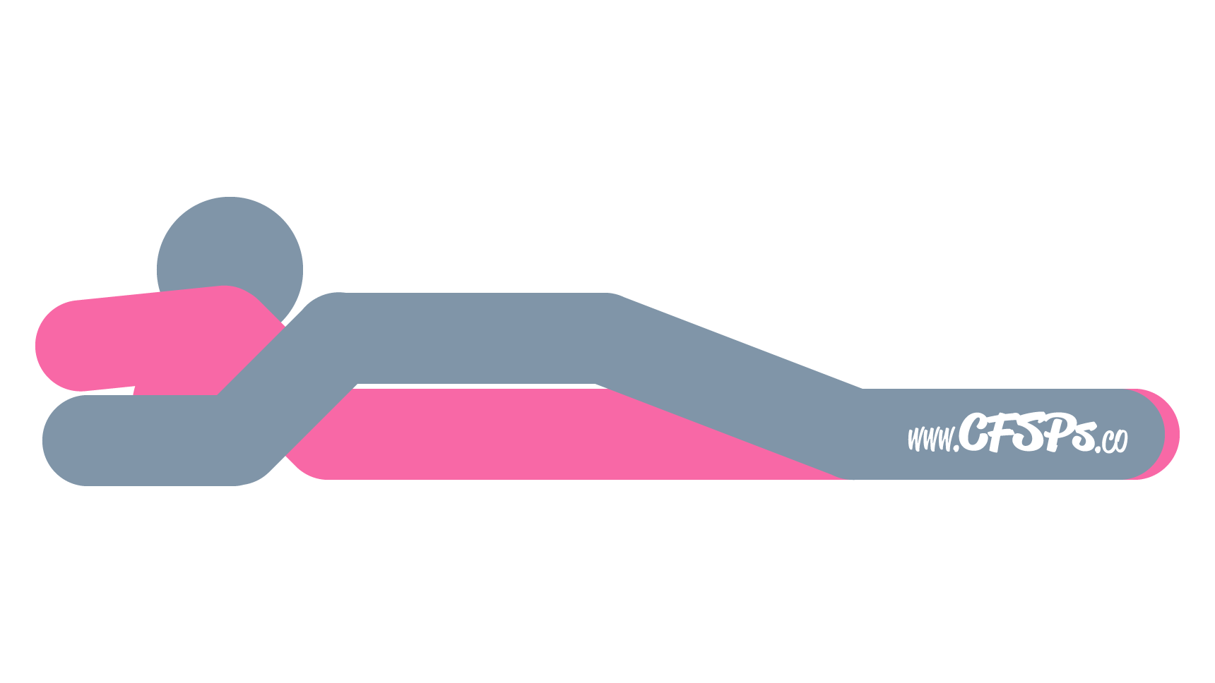 This stick figure image depicts a man and woman having sex in the Nirvana sex position. The woman is lying on her back with her legs together and arms above her head. The man is lying on top of her with his legs outside hers and supporting his upper body with his elbows near her head.