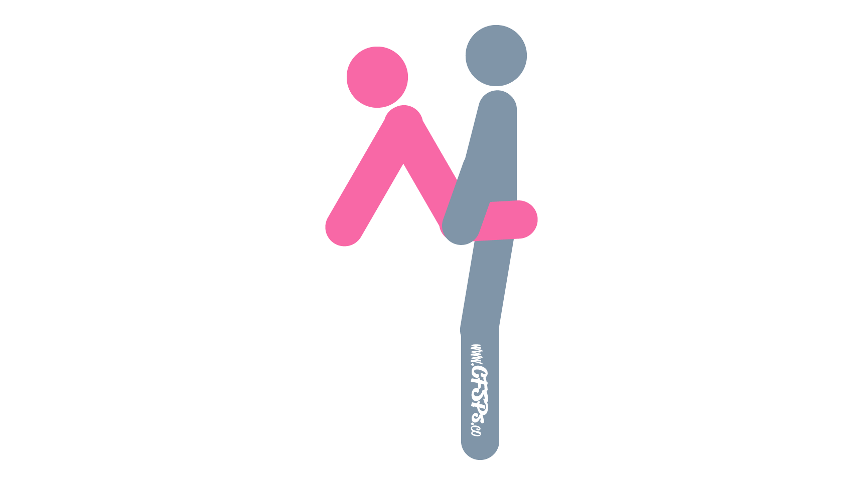 An illustration of the Padlock sex position. This picture demonstrates how Padlock is a standing sex position that's enjoyed using the edge of a table or bed.