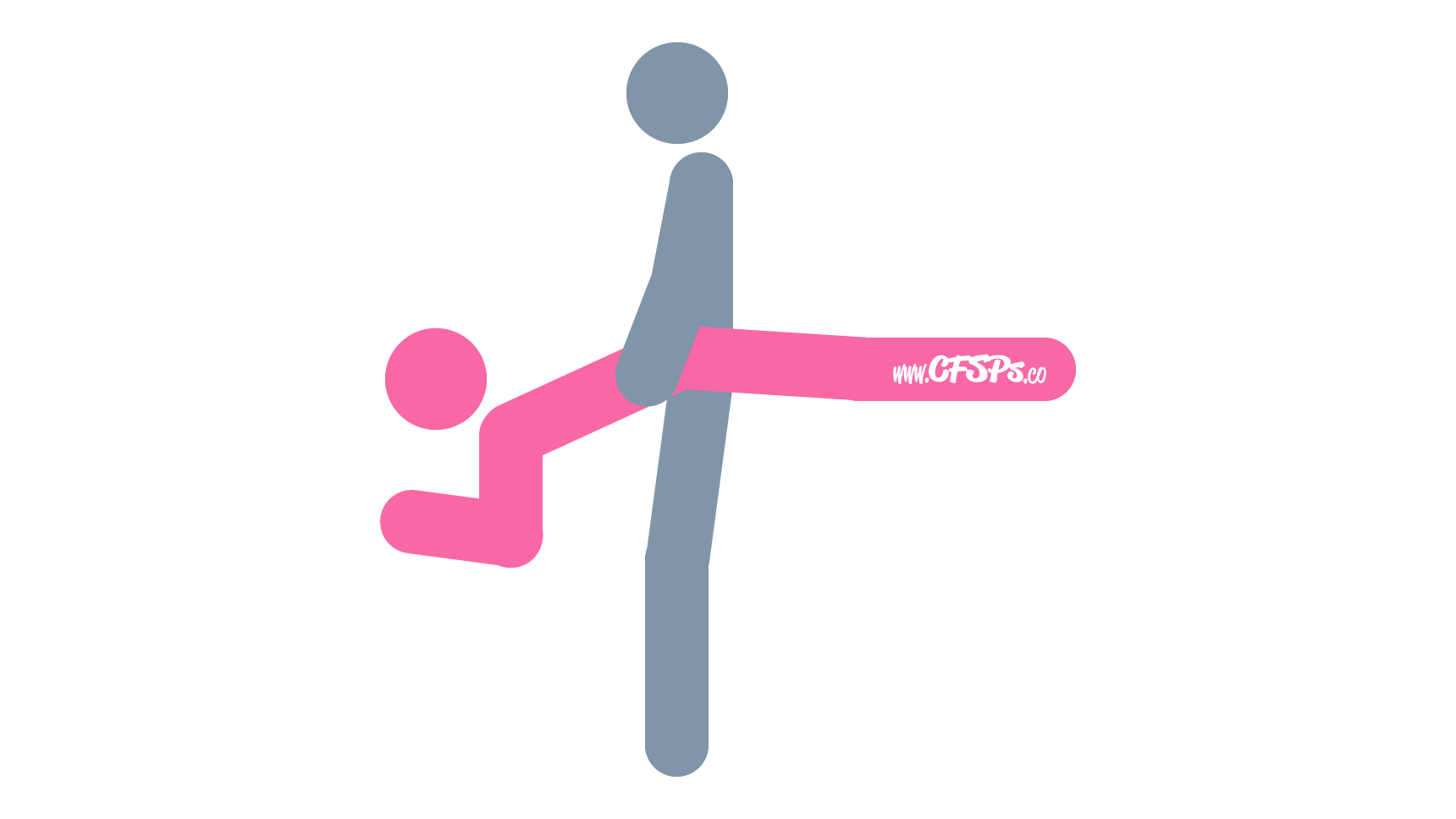 An illustration of the Plow sex position. This picture demonstrates how Plow is a standing, rear-entry sex position with g-spot stimulation that's enjoyed on the edge of the bed.