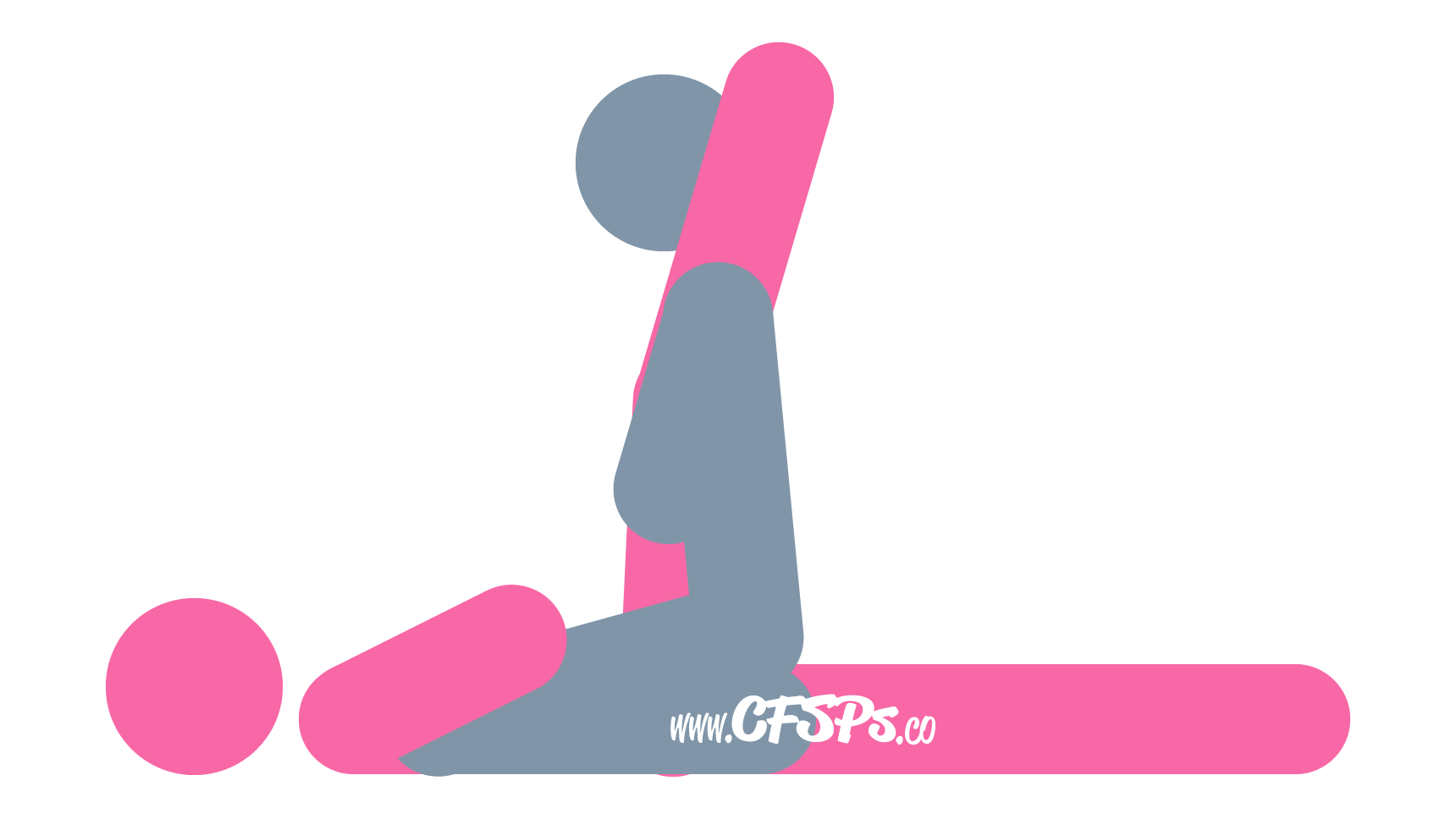 An illustration of the Splitting Bamboo sex position. This picture demonstrates how Splitting Bamboo is a man-on-top sex position with deep penetration and easy access for manual clitoral stimulation during sex.