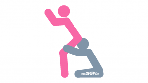 Butler: Squatting, Rear-Access Cunnilingus Oral Sex Position Illustration