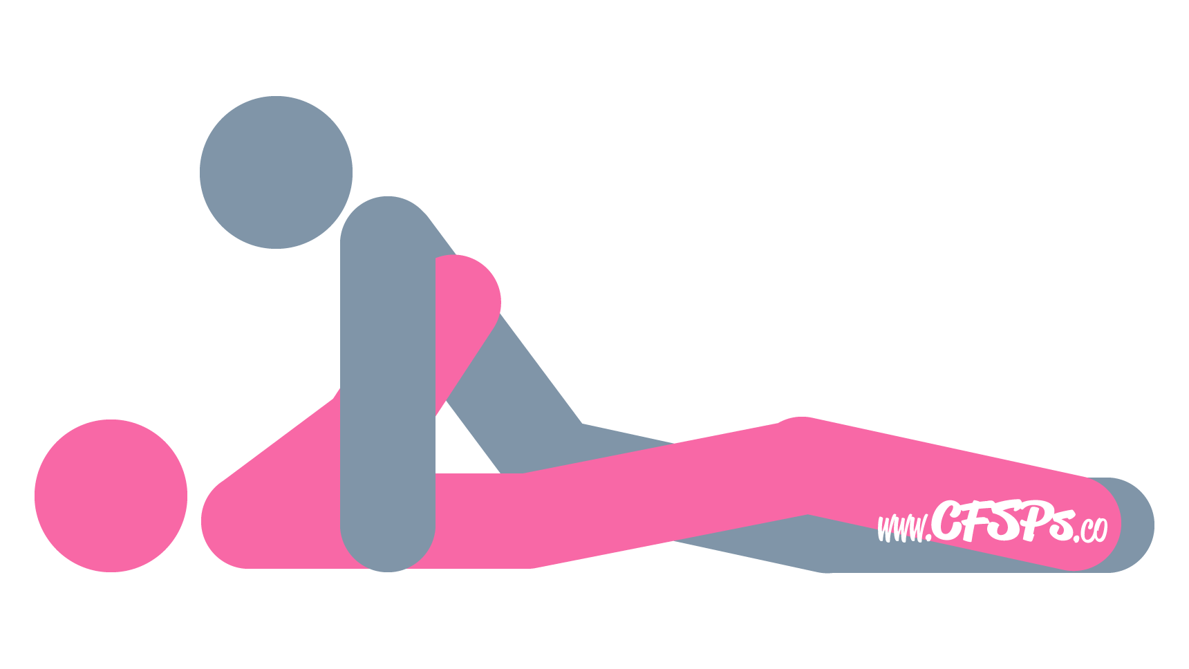 An illustration of the Super 8 sex position. This picture demonstrates how Super 8 is a man-on-top sex position with deep penetration and great for plus-sized or pregnant partners.