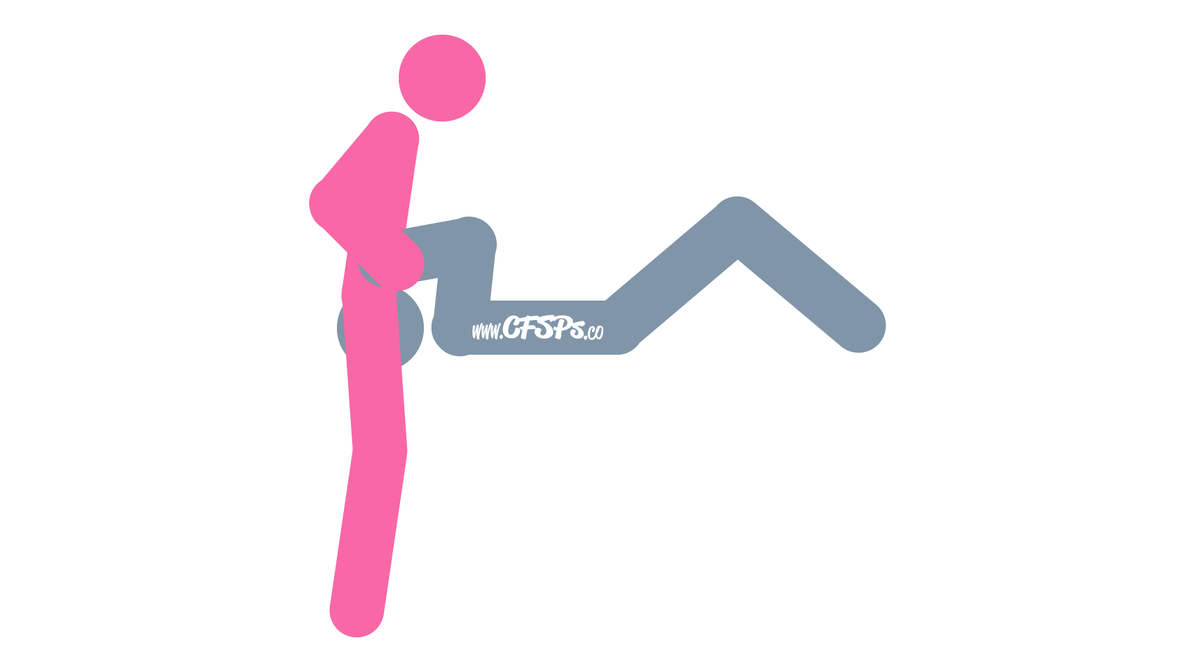 An illustration of the Under the Cuckoo’s Nest sex position. This picture demonstrates how Under the Cuckoo's Nest is a standing, edge of the bed cunnilingus oral sex position.