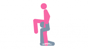 Under the Sink: Standing, Wife-On-Top Cunnilingus Oral Sex Position Illustration