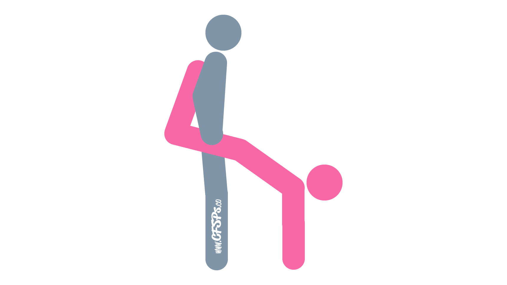 An illustration of the Indian Headstand sex position. This picture demonstrates how Indian Headstand is a difficult, standing sex position with deep penetration and great g-spot stimulation.