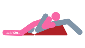 Bridge: Woman-On-Top Oral Sex Position Illustration Using a Sex Pillow