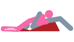 Bridge: Wife-On-Top Oral Sex Position Illustration Using a Sex Pillow