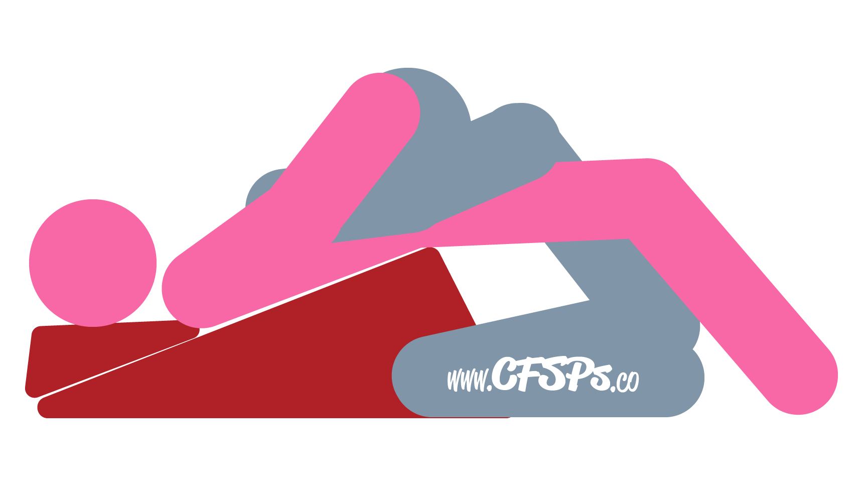 An illustration of the Divine Incline sex position. This picture demonstrates how Divine Incline is a cunnilingus oral sex position that's very comfortable for the man and enjoyed using a Liberator Wedge/Ramp combo sex pillow.
