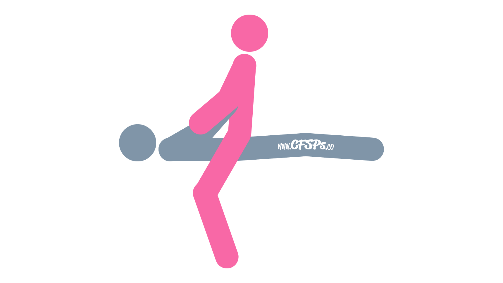 Easy Rider Sex Position Diagram This stick figure image depicts a man and woman having sex in the Easy Rider sex position. The man is lying on his back on a long, narrow bench. The woman is straddling the man's pelvis with her feet on the ground. They are both holding hands.