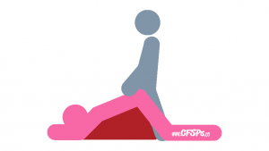 Her High Plane: Rear-Entry, Kneeling Sex Position Illustration Using a Sex Pillow