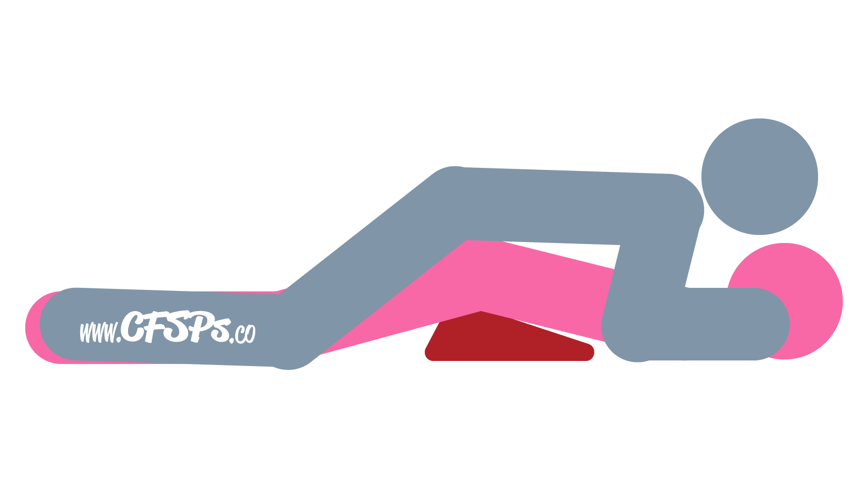 An illustration of the Flatiron sex position. This picture demonstrates how Flatiron is a rear-entry sex position with outstanding g-spot stimulation and deep penetration enjoyed using a Liberator Wedge.