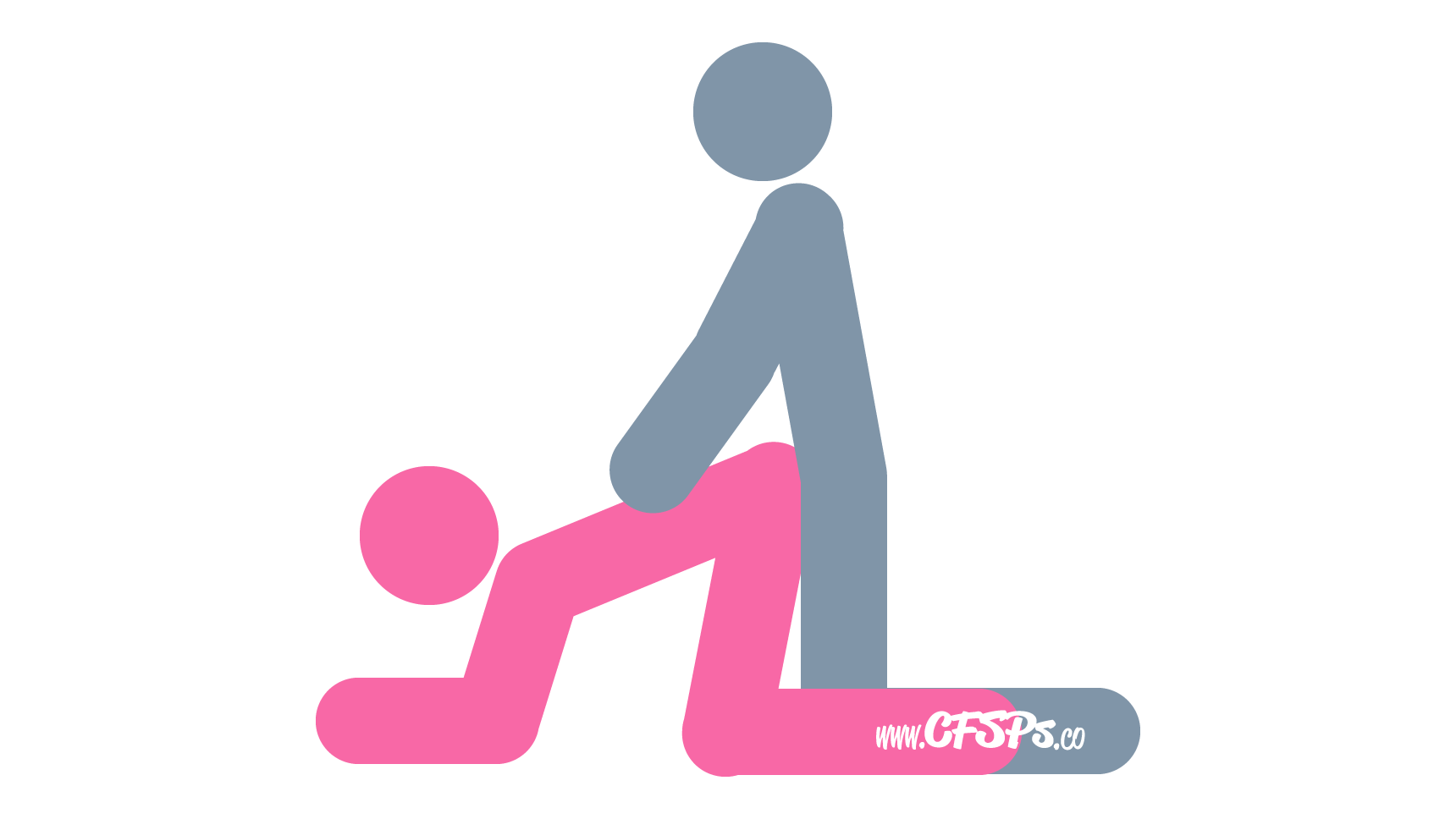 An illustration of the Pedal sex position. This picture demonstrates how Pedal is a kneeling, rear-entry sex position where the woman is in full control of sex.