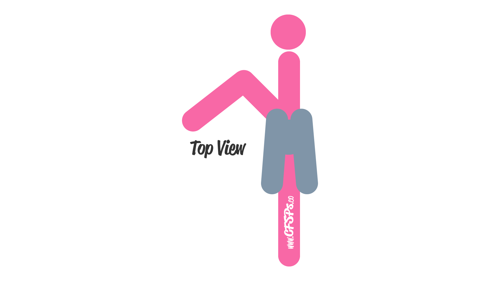 An illustration of the Leg Slider sex position. This picture demonstrates how Leg Slider is a kneeling, deep penetration sex position that's enjoyed while the woman lays on her side.