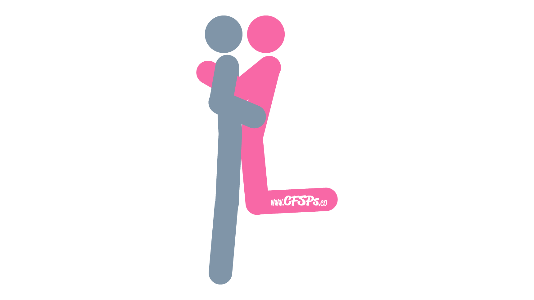 An illustration of the Dublin Shuffle sex position. This picture demonstrates how Dublin Shuffle is an intimate, kneeling sex position enjoyed using the edge of a bed or couch.