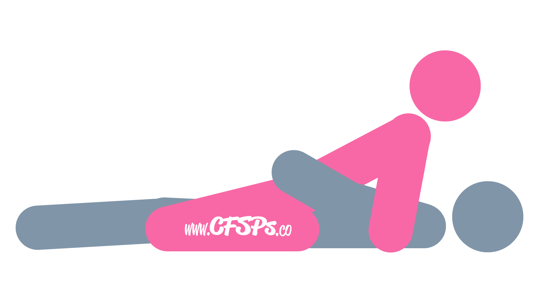 An illustration of the Laid-Back Reverse Cowgirl sex position. This picture demonstrates how Laid-Back Reverse Cowgirl is a woman-on-top sex position with easy access to manual clitoral stimulation from the man while having sex.