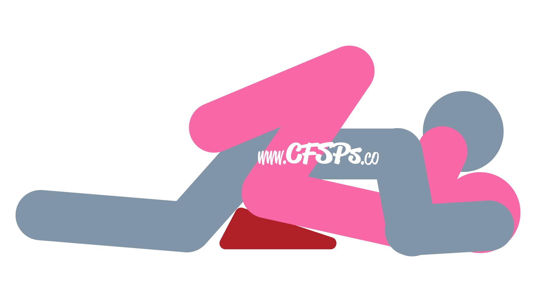 An illustration of the Adapted Missionary sex position. This picture demonstrates how Adapted Missionary is a man-on-top sex position with deep penetration that's ideal for plus-size couples.