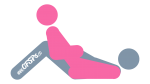 An illustration of the Lazy Cowgirl sex position. This picture demonstrates how Lazy Cowgirl is a woman-on-top sex position with deep penetration, access for manual clitoral stimulation, and has a great view for the man to enjoy during sex.