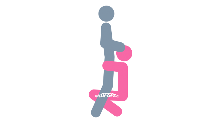 An illustration of the Slide On Down sex position. This picture demonstrates how Slide On Down is a comfortable fellatio position that's easy on the wife's neck while both spouses are laying on their sides.