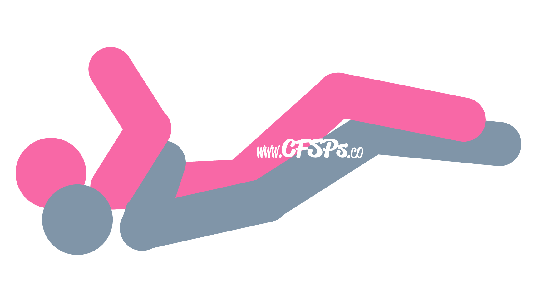 An illustration of the Spooning sex position. This picture demonstrates how Spoon is a very comfortable, rear-entry sex position with g-spot stimulation and access for manual clitoral stimulation.