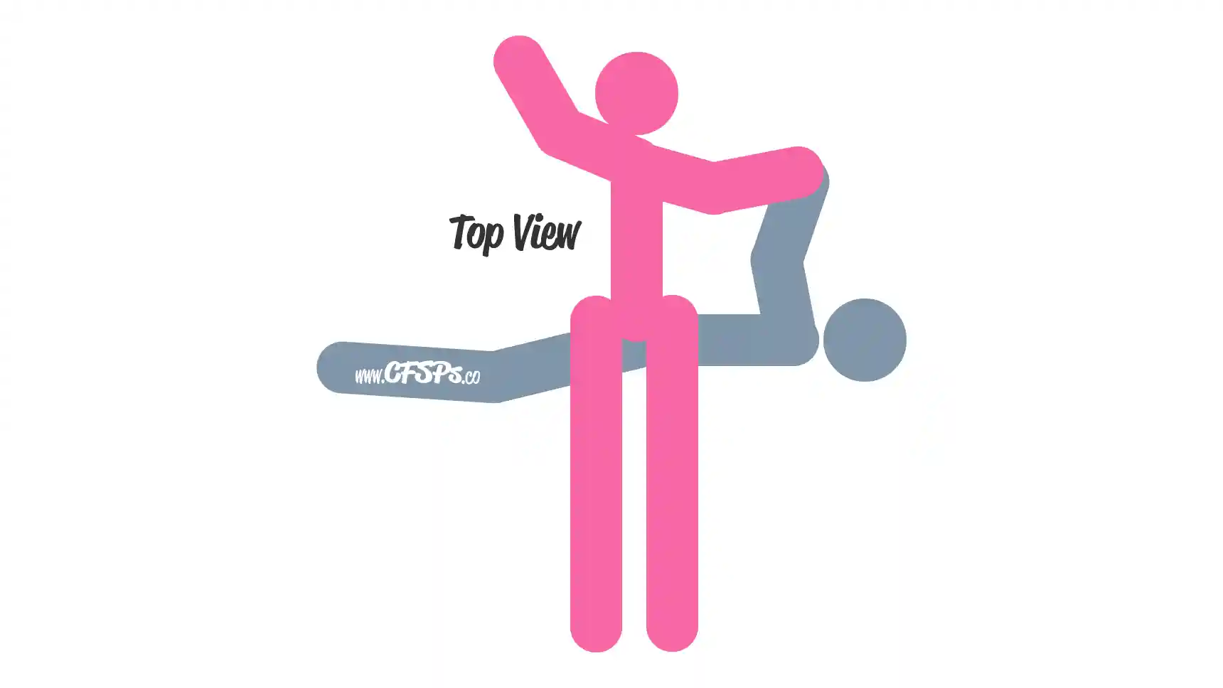 April Fools Paradise Sex Position This stick figure image depicts a man and woman having sex in the April Fool's Paradise sex position. The woman is lying on her back with her legs draped over the man's pelvis while he's on his side perpendicularly to her body.