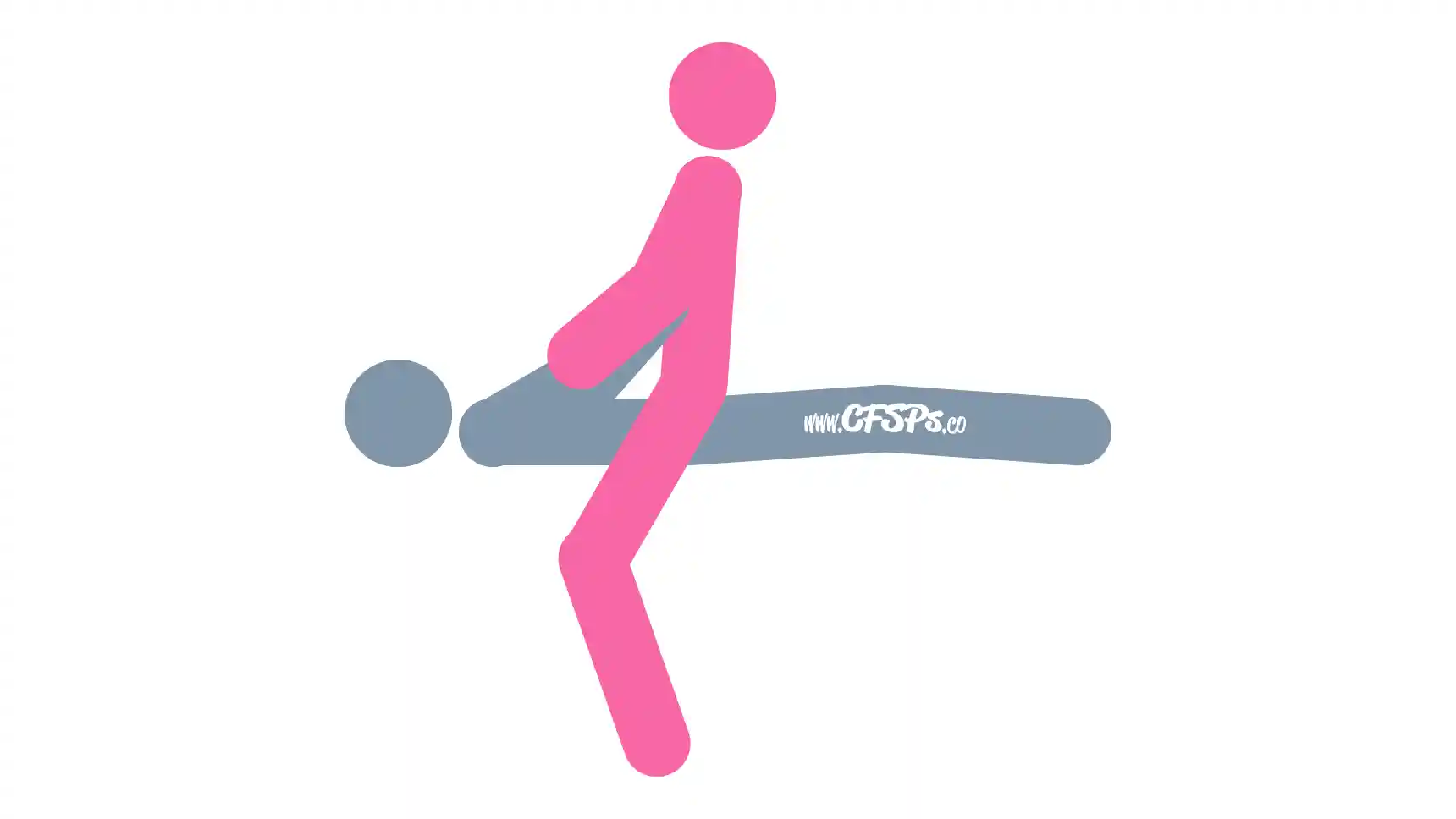 Easy Rider Sex Position This stick figure image depicts a man and woman having sex in the Easy Rider sex position. The man is lying on his back on a long, narrow bench. The woman is straddling the man's pelvis with her feet on the ground. They are both holding hands.