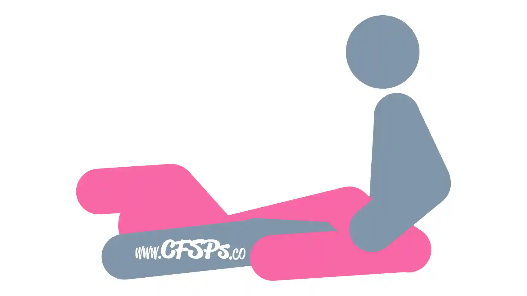Exposed Eagle Sex Position This stick figure image depicts a man and woman having sex in the Exposed Eagle sex position. The man is sitting with his legs open and straight out. The woman is straddling his pelvis with her knees on the bed just behind his butt and lying back on the bed between his legs.