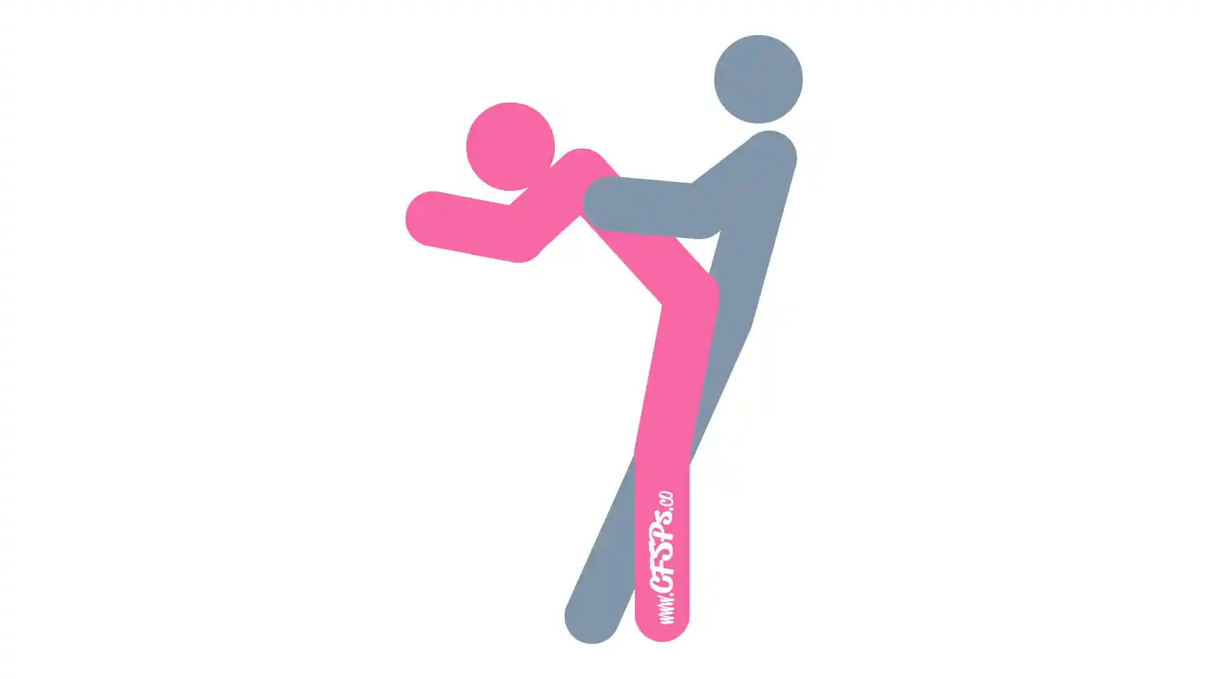 Frame Job Sex Position This stick figure image depicts a man and woman having sex in the Frame Job sex position. The man is standing a few feet from a door frame with his legs together and leaning back onto the door frame. The woman is standing with her feet outside his, her butt pressed against his pelvis, and she's leaning forward with her hands on the other door frame in front of her.