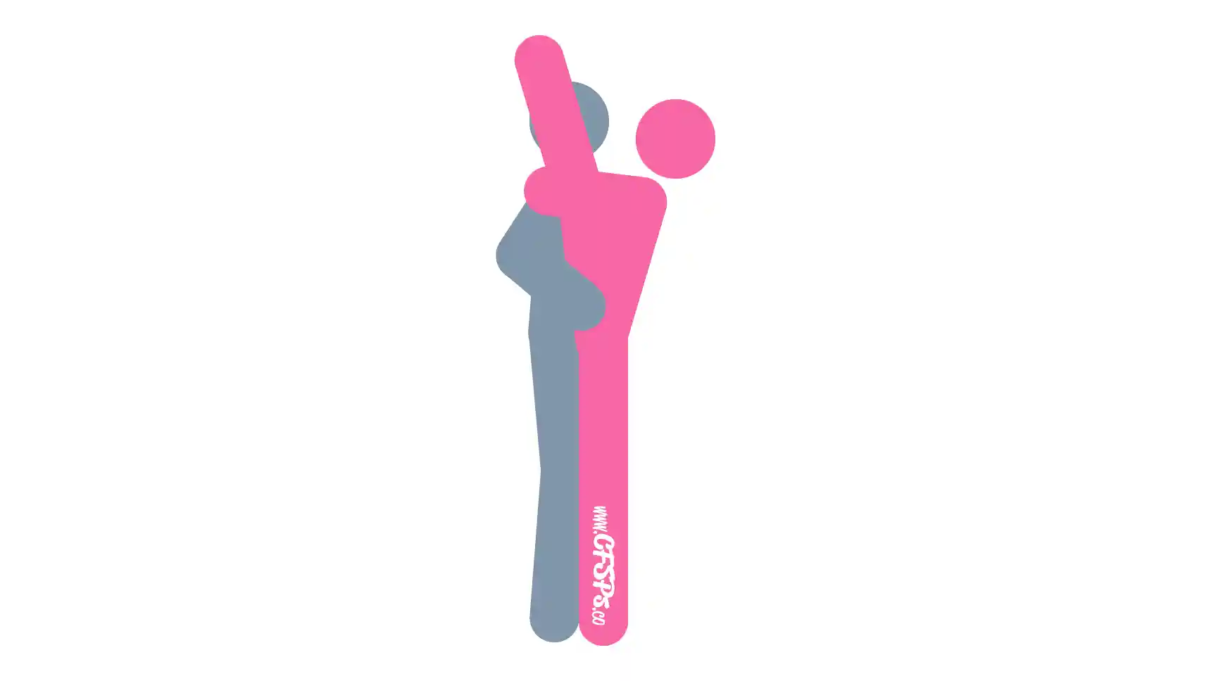 Lustful Leg Sex Position This stick figure image depicts a man and woman having sex in the Lustful Leg sex position. The man and woman are standing facing each other with one of the woman's legs up and resting on his shoulder. The man is holding onto her hips, and the woman's arms are around his neck.