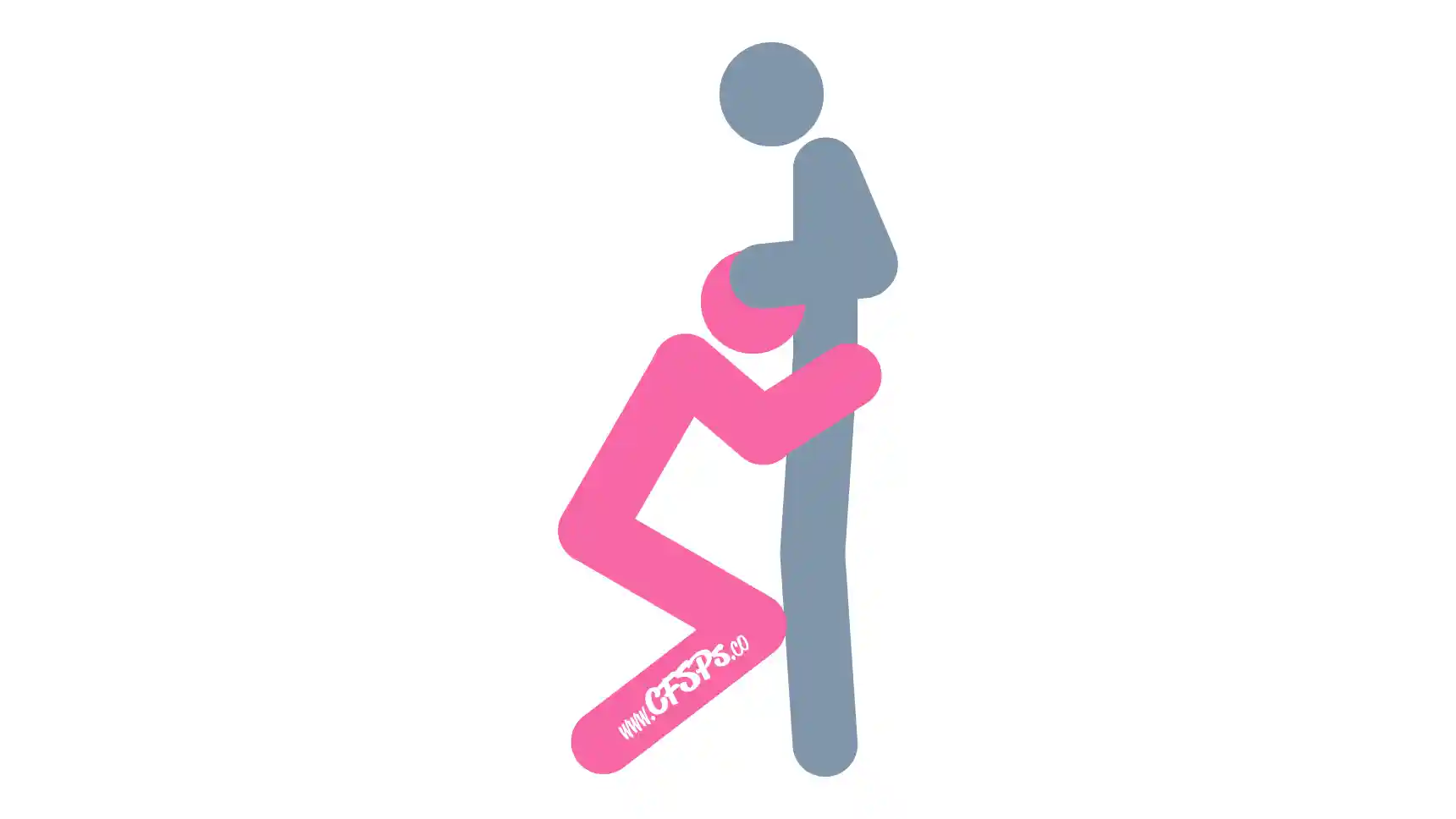 Sitin On the Edge Fellatio Position This stick figure image depicts a woman sitting on the edge of the bed giving a man a blow job while he stands in front of her in the Sitin' On The Edge blowjob position.