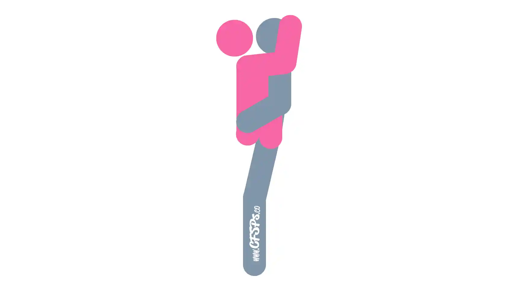 Suspended Congress Sex Position This stick figure image depicts a man and woman having sex in the Suspended Congress sex position. The man is standing with his back against the wall. The woman has her arms wrapped around his neck for support while her legs are open, her knees bent and brought to her chest, and her feet on the wall. The man is holding her butt for support.
