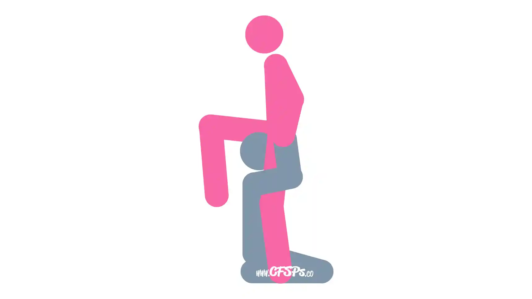 Under the Cuckoo’s Nest Cunnilingus Position This stick figure image depicts a man and woman engaging in oral sex in the Under the Cuckoo's Nest cunnilingus sex position. The woman is standing with one foot resting on a chair or sofa. The man is kneeling between her legs while facing her and sitting back on his feet. He's also holding her butt with his hands.
