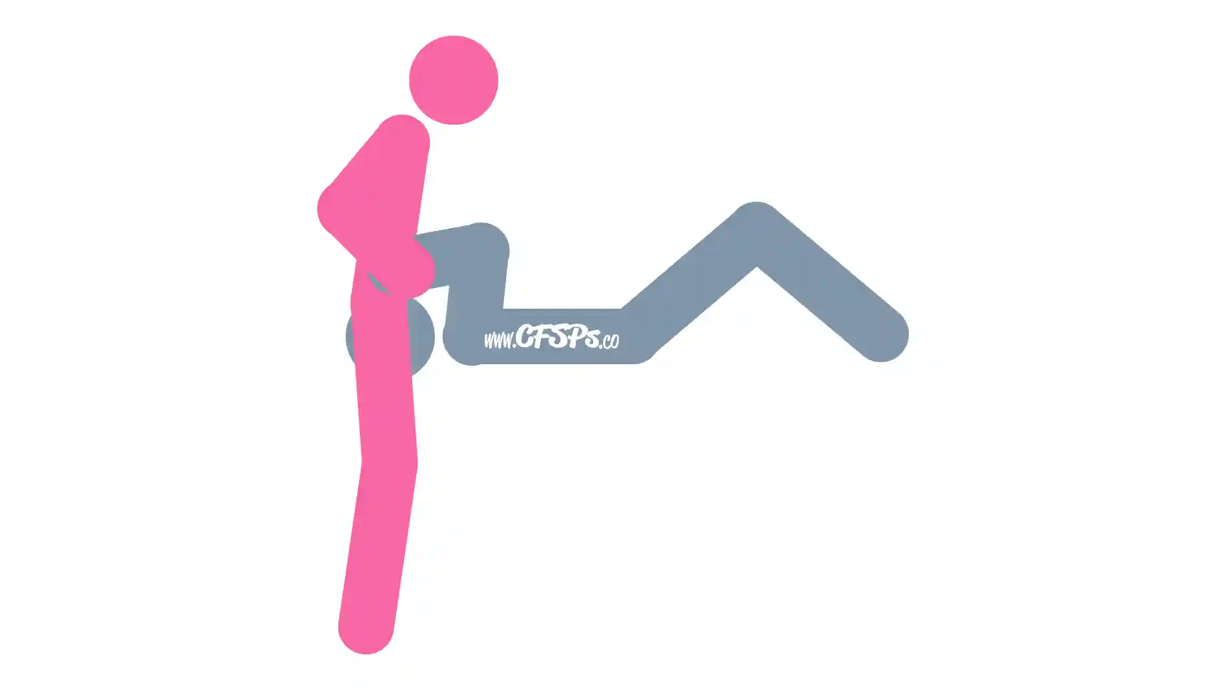 Under the Sink Cunnilingus Position This stick figure image depicts a man and woman engaging in oral sex in the Under the Sink cunnilingus sex position. The man is lying on his back with his head off the edge of the bed. The woman is standing at the edge of the bed, straddling the man's face.